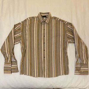 Vintage Monzini Collection vertical striped long sleeve dress shirt fall sz L